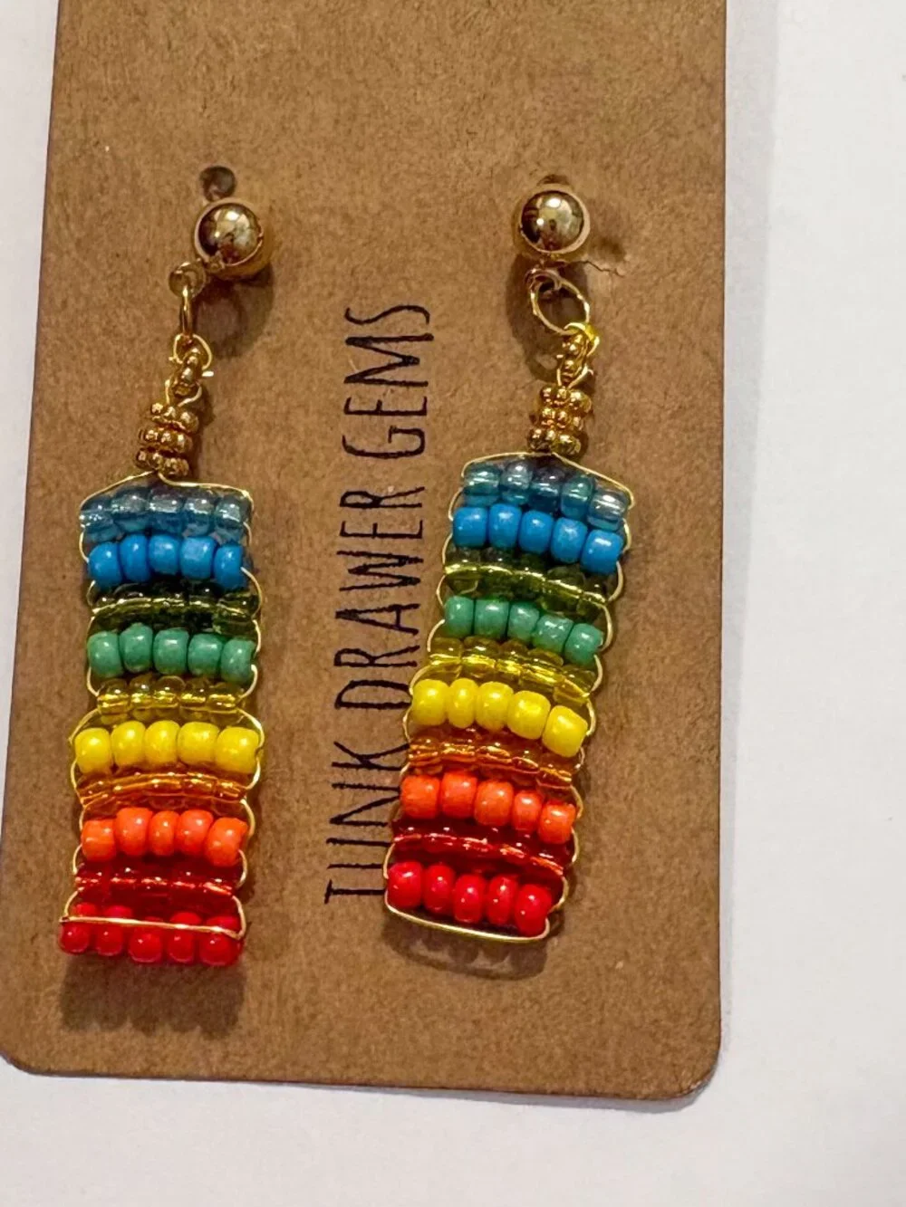 Handmade Beaded Rainbow Earrings
